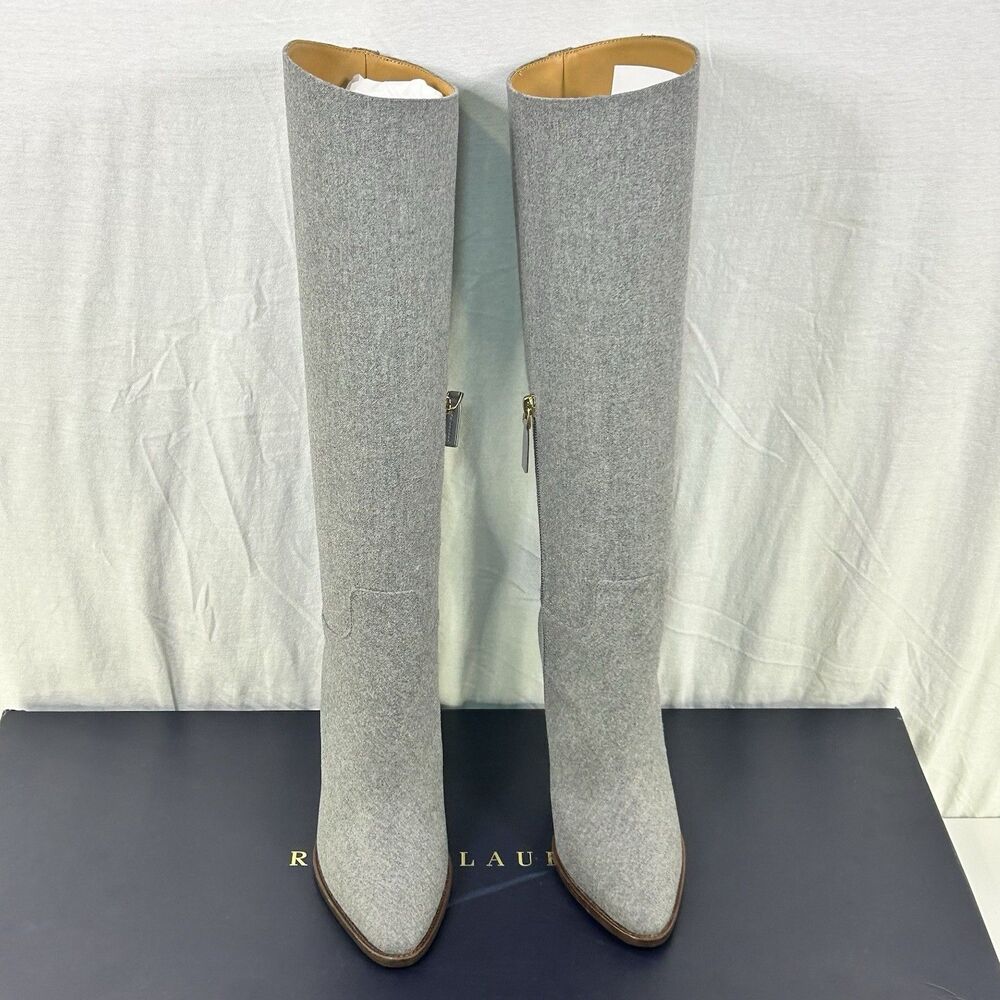 Ralph Lauren Purple label Brently Knee High Gray Heeled Boots EU37.5 US 7 NIB - Picture 2 of 14